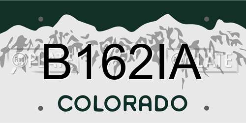 B162IA Colorado License Plate