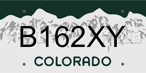 B162XY Colorado License Plate