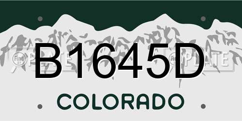 B1645D Colorado License Plate