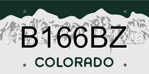 B166BZ Colorado License Plate