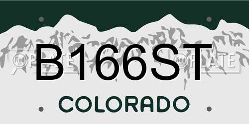 B166ST Colorado License Plate