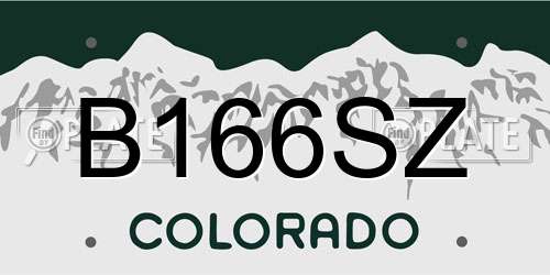 B166SZ Colorado License Plate