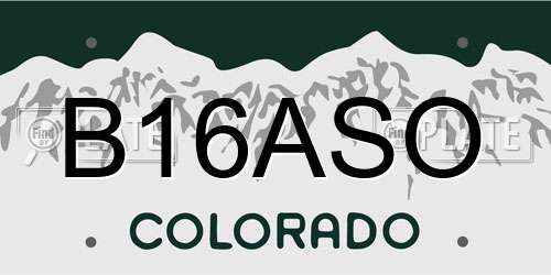 B16ASO Colorado License Plate