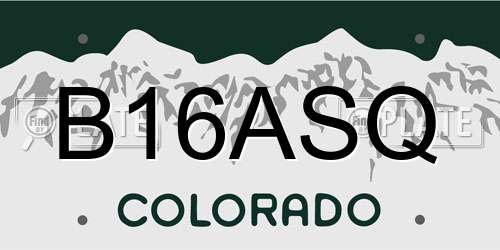 B16ASQ Colorado License Plate