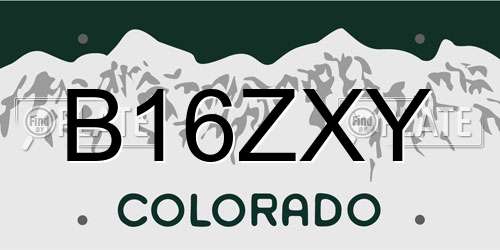 B16ZXY Colorado License Plate