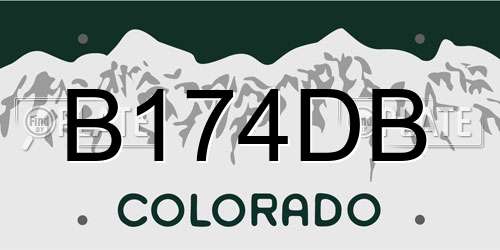 B174DB Colorado License Plate