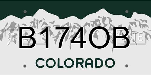 B174OB Colorado License Plate