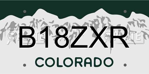 B18ZXR Colorado License Plate