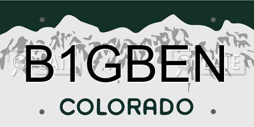 B1GBEN Colorado License Plate