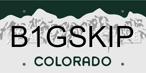 B1GSKIP Colorado License Plate