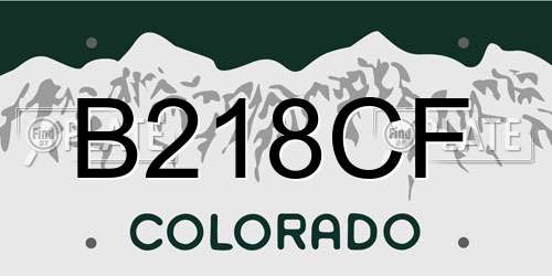 B218CF Colorado License Plate