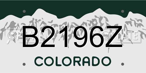 B2196Z Colorado License Plate
