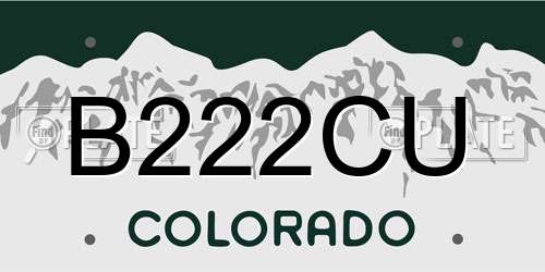 B222CU Colorado License Plate
