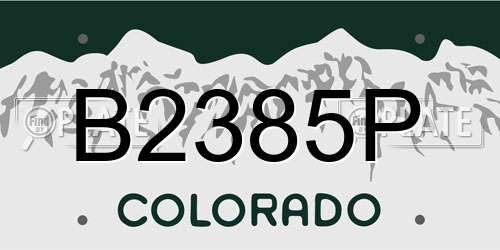 B2385P Colorado License Plate