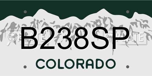 B238SP Colorado License Plate