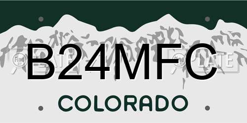 B24MFC Colorado License Plate