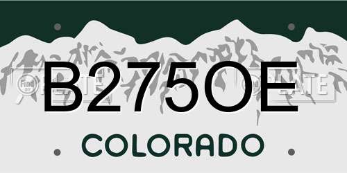 B275OE Colorado License Plate