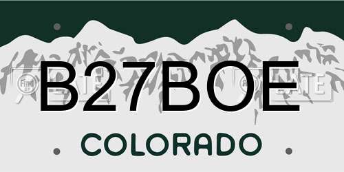 B27BOE Colorado License Plate
