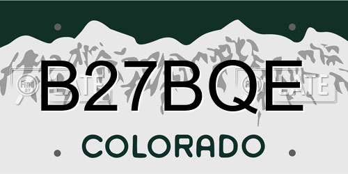 B27BQE Colorado License Plate