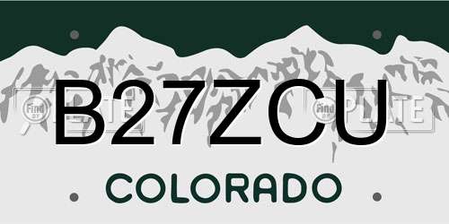 B27ZCU Colorado License Plate