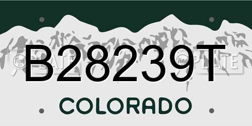 B28239T Colorado License Plate