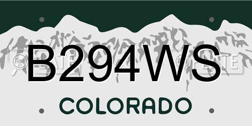 B294WS Colorado License Plate