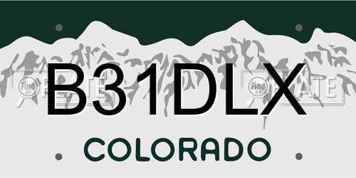 B31DLX Colorado License Plate
