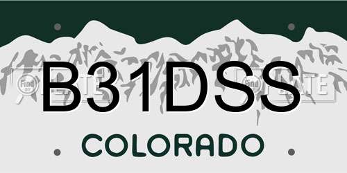 B31DSS Colorado License Plate