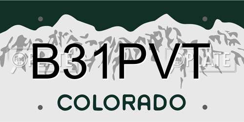 B31PVT Colorado License Plate