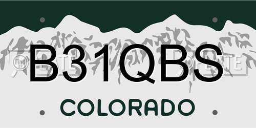 B31QBS Colorado License Plate