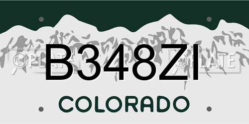 B348ZI Colorado License Plate