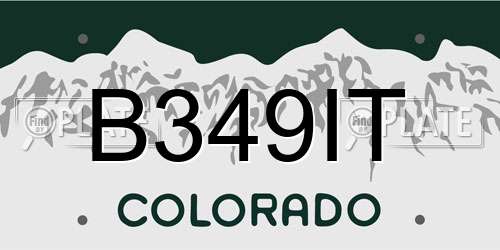 B349IT Colorado License Plate