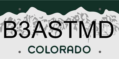 B3ASTMD Colorado License Plate