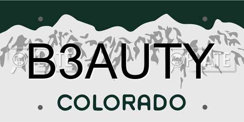 B3AUTY Colorado License Plate