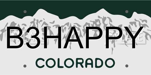 B3HAPPY Colorado License Plate