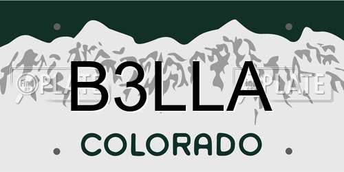 B3LLA Colorado License Plate