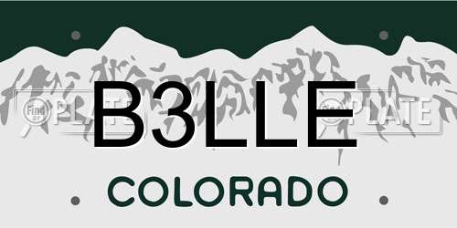 B3LLE Colorado License Plate