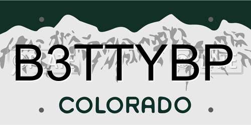 B3TTYBP Colorado License Plate