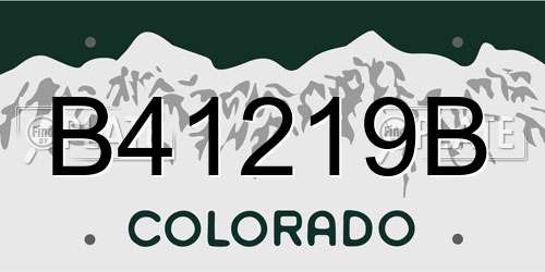 B41219B Colorado License Plate