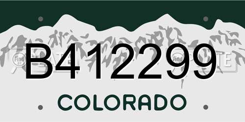 B412299 Colorado License Plate
