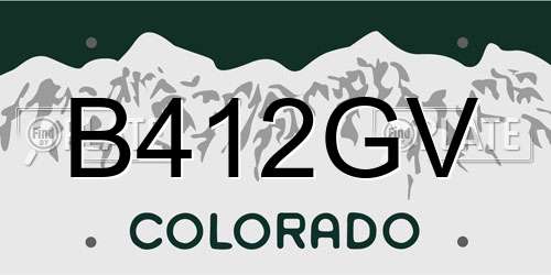 B412GV Colorado License Plate