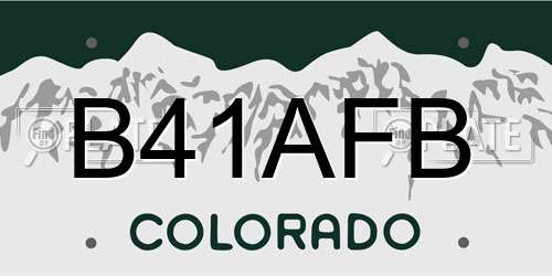 B41AFB Colorado License Plate