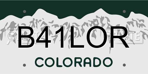 B41LOR Colorado License Plate