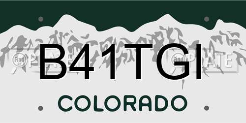 B41TGI Colorado License Plate