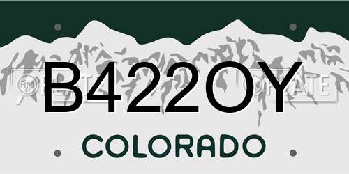 B422OY Colorado License Plate