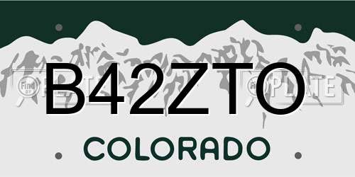 B42ZTO Colorado License Plate