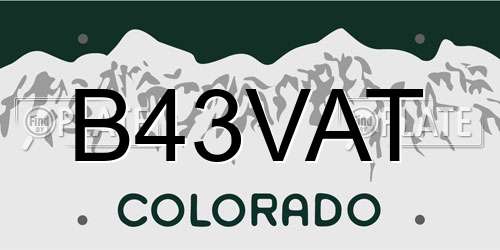 B43VAT Colorado License Plate