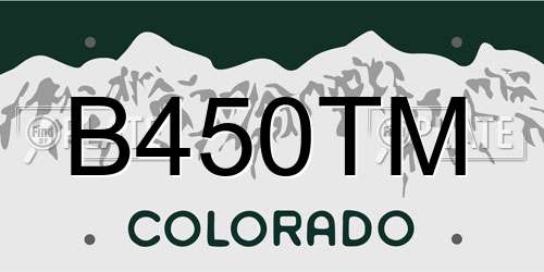 B450TM Colorado License Plate