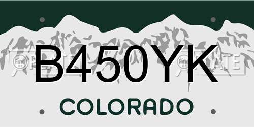 B450YK Colorado License Plate