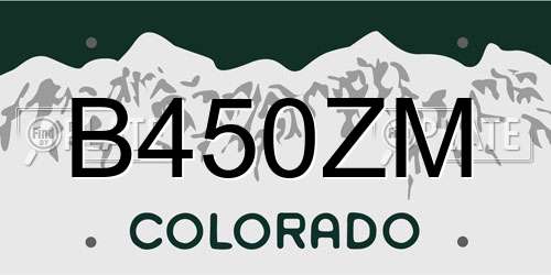 B450ZM Colorado License Plate